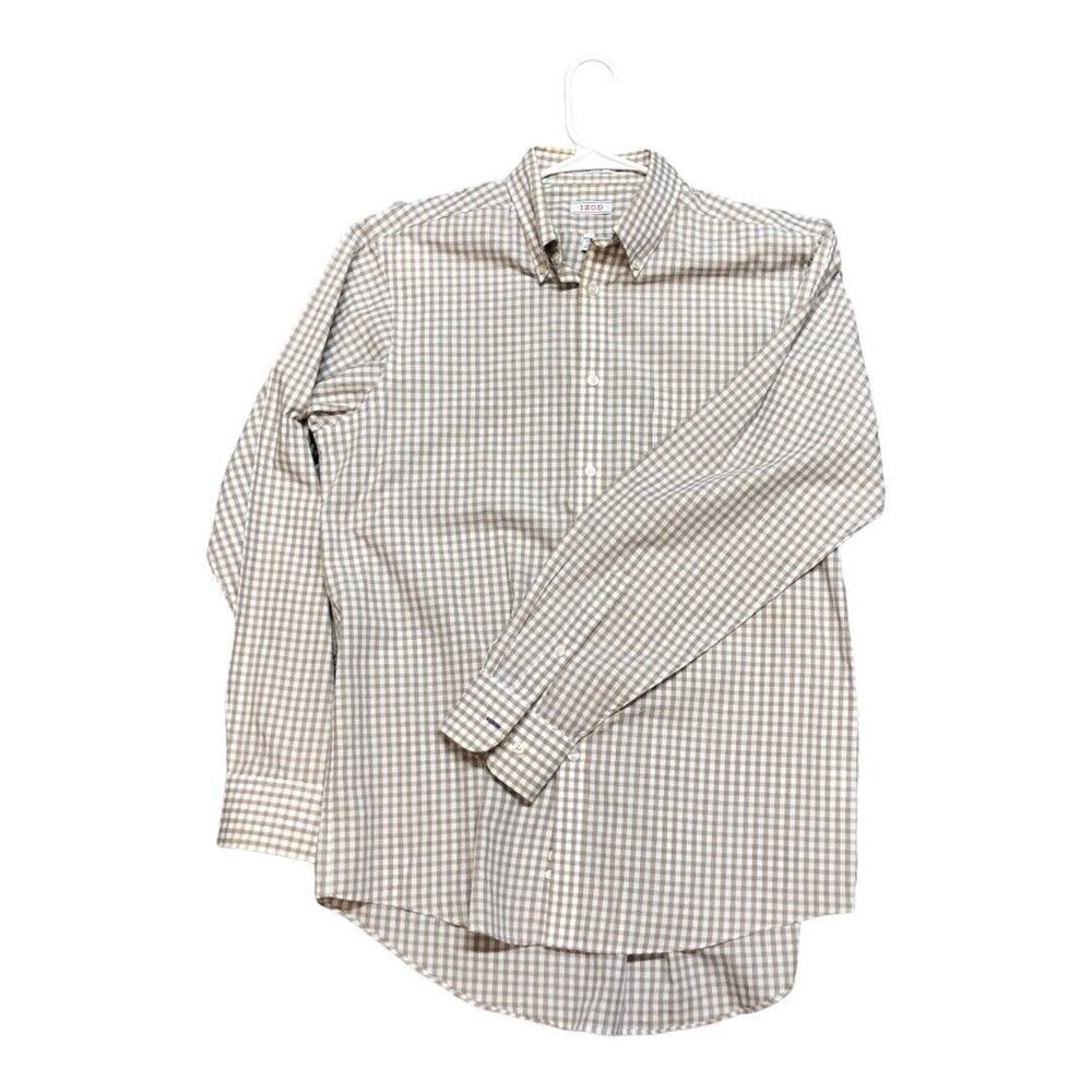 IZOD Wrinkle Free Quick Dry Twill Plaid‎ Button Down Long Sleeve Shirt